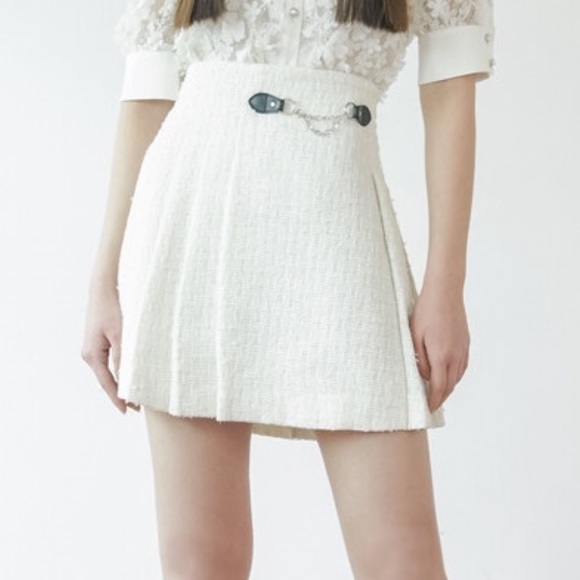NOT YOUR ROSE Tweed Chain Skirt (White) w concept - Picture 2 of 4